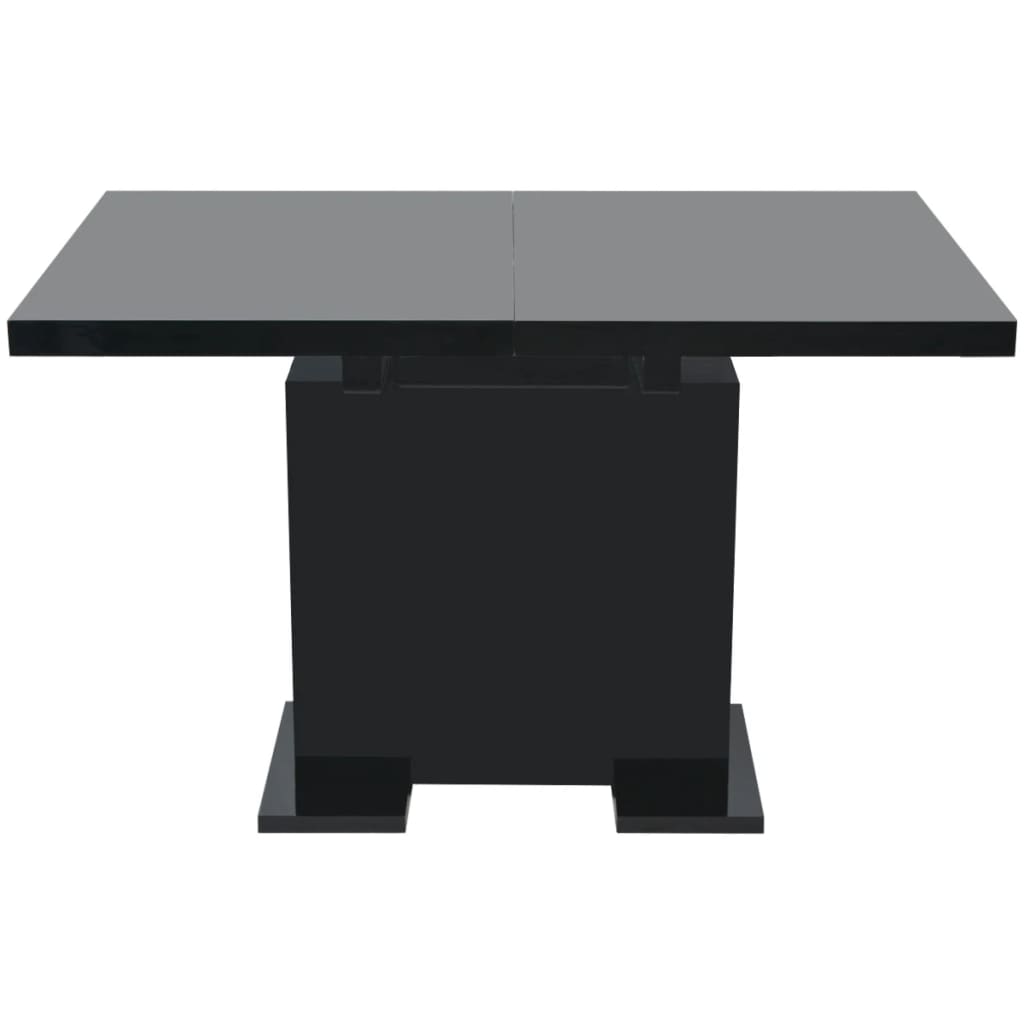 Kitchen Table Glossy Black MDF, Steel Extendable Dining Table