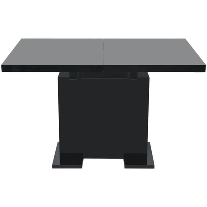 Kitchen Table Glossy Black MDF, Steel Extendable Dining Table