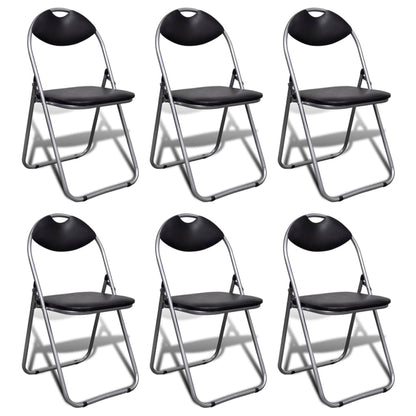 Chair Set of 6 Black Steel frame + faux leather Standard