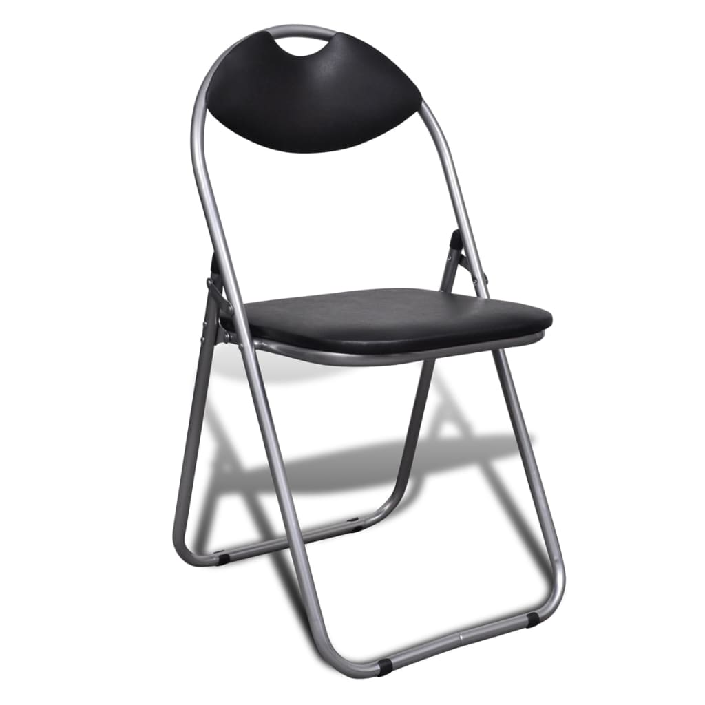 Chair Set of 6 Black Steel frame + faux leather Standard