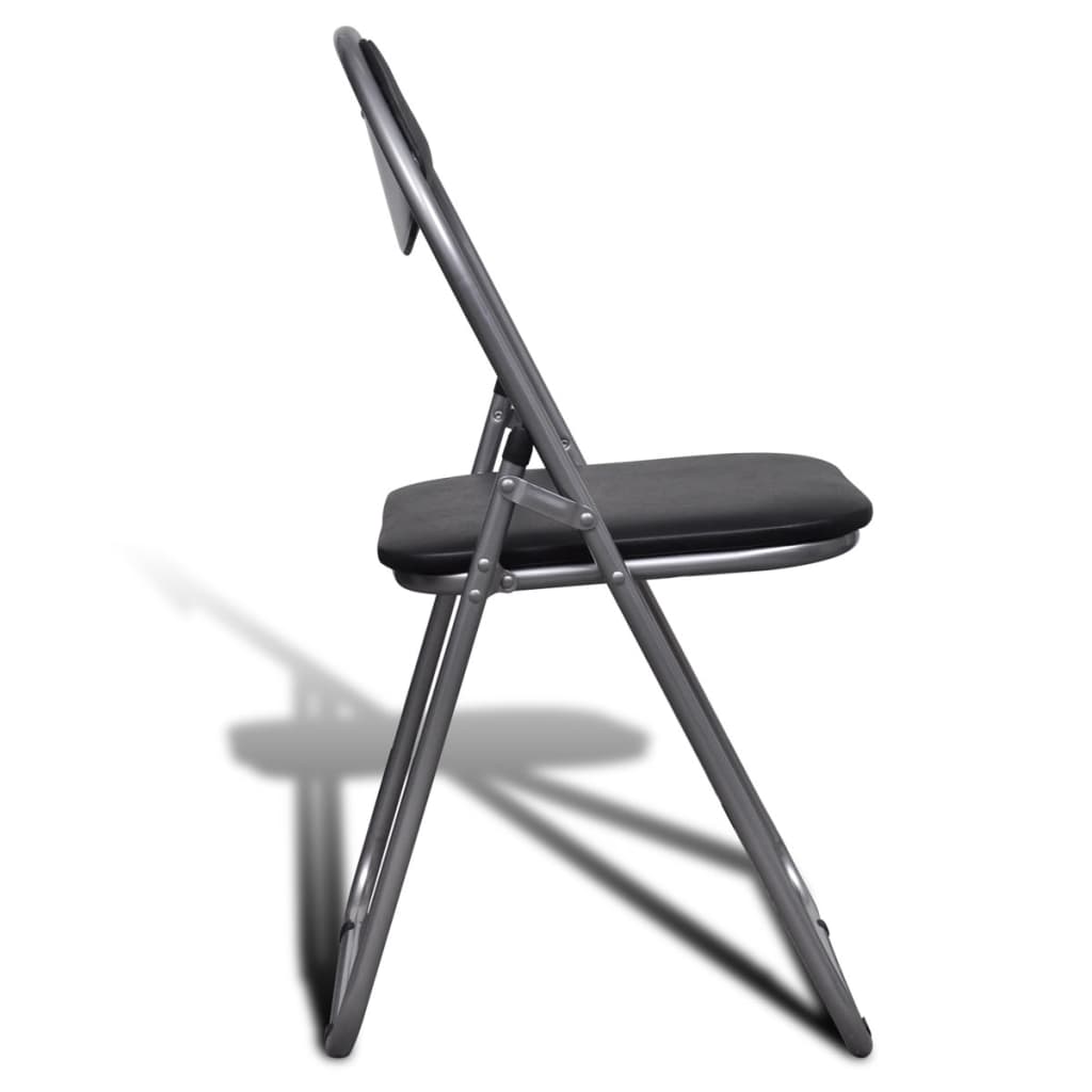 Chair Set of 6 Black Steel frame + faux leather Standard