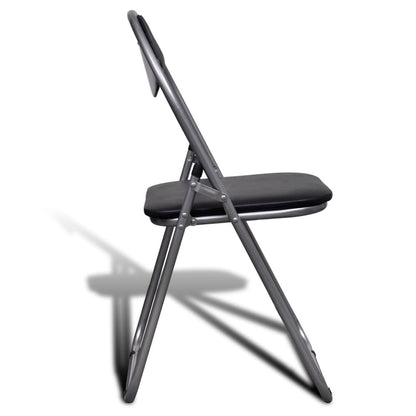 Chair Set of 6 Black Steel frame + faux leather Standard