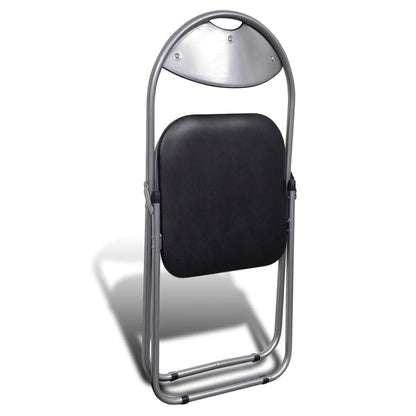 Chair Set of 6 Black Steel frame + faux leather Standard