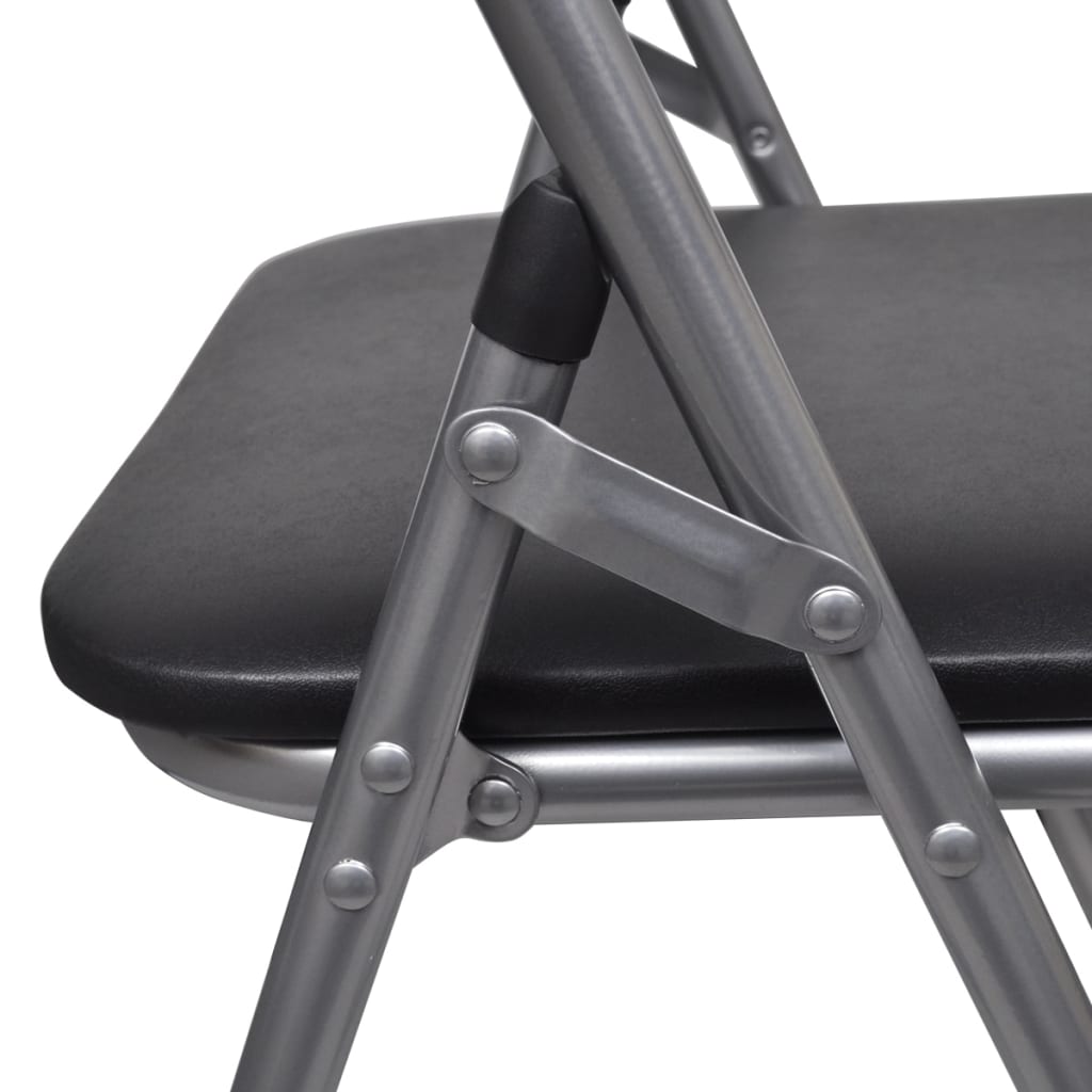 Chair Set of 6 Black Steel frame + faux leather Standard