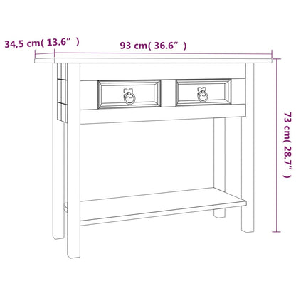 Console Table Brown Solid waxed pinewood 36.6 x 13.6 x 28.7 in