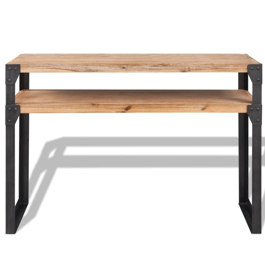Console Table Brown and Black 100% Solid Acacia Wood and Steel