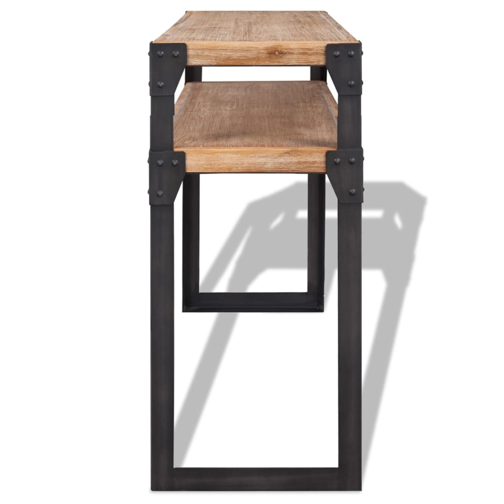 Console Table Brown and Black 100% Solid Acacia Wood and Steel