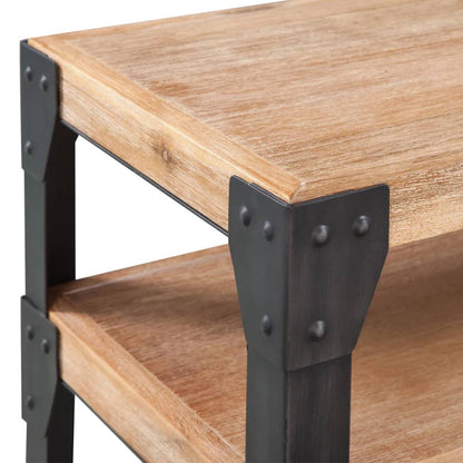 Console Table Brown and Black 100% Solid Acacia Wood and Steel