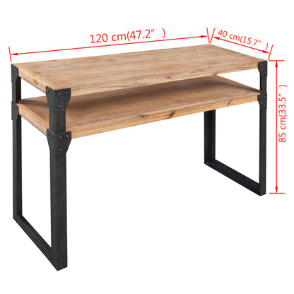 Console Table Brown and Black 100% Solid Acacia Wood and Steel