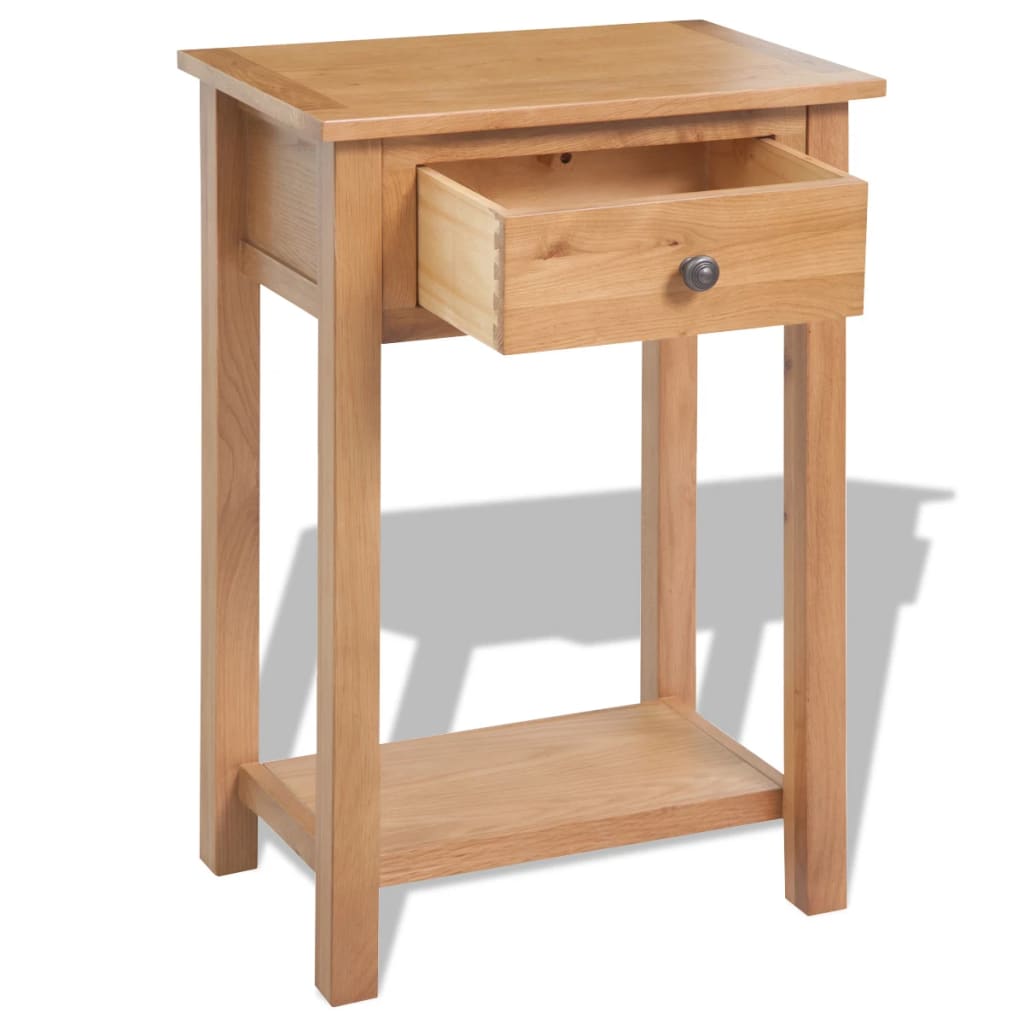 Console Table Brown Solid oak Compact Storage Console Table