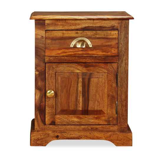 Bedside Cabinet Set of 2 Brown Solid Acacia Wood Medium