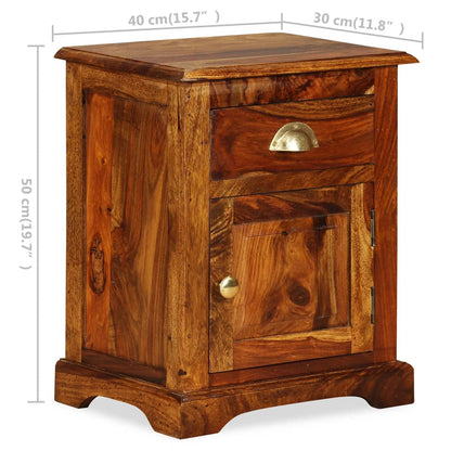 Bedside Cabinet Set of 2 Brown Solid Acacia Wood Medium