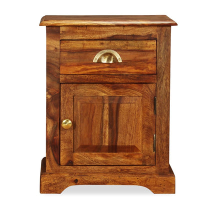 Bedside Cabinet Set of 2 Brown Solid Acacia Wood Medium