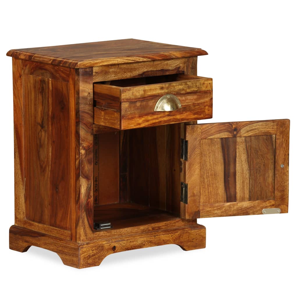 Bedside Cabinet Set of 2 Brown Solid Acacia Wood Medium