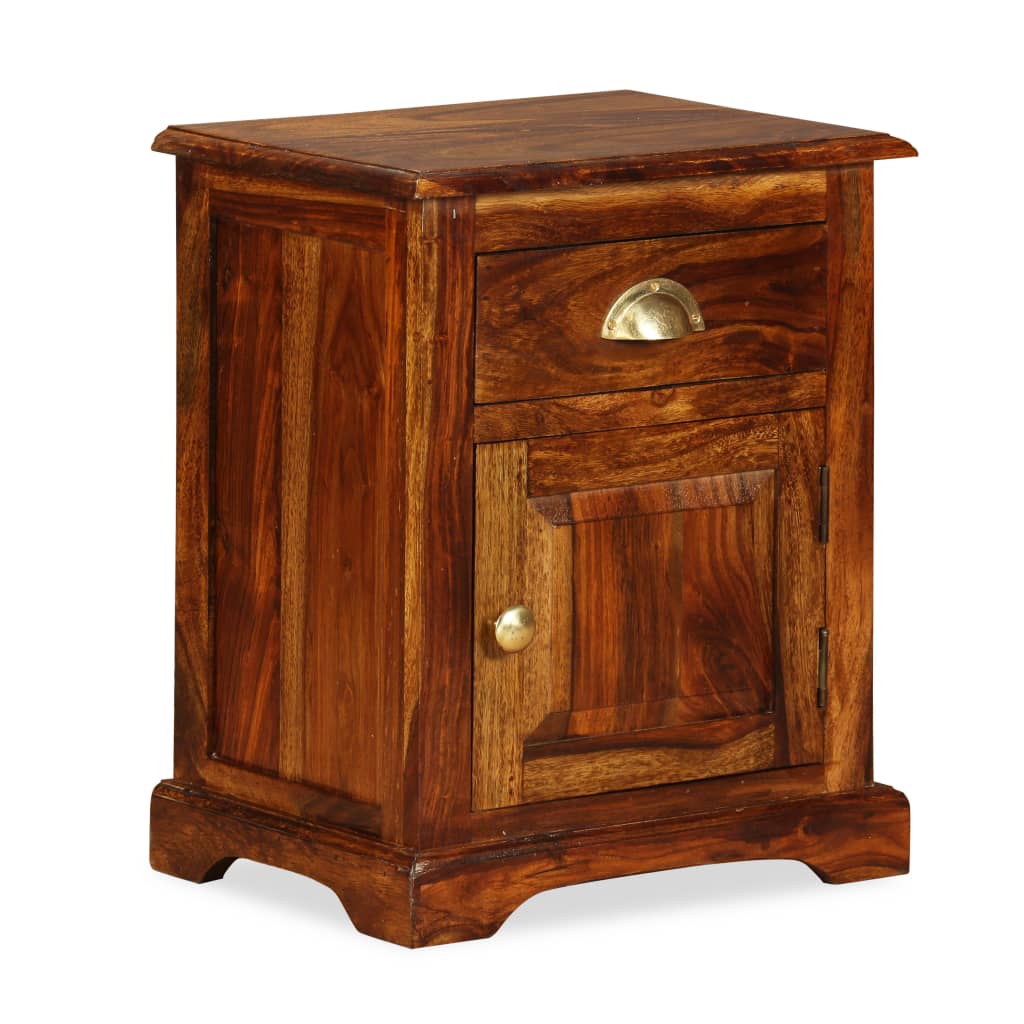 Bedside Cabinet Set of 2 Brown Solid Acacia Wood Medium