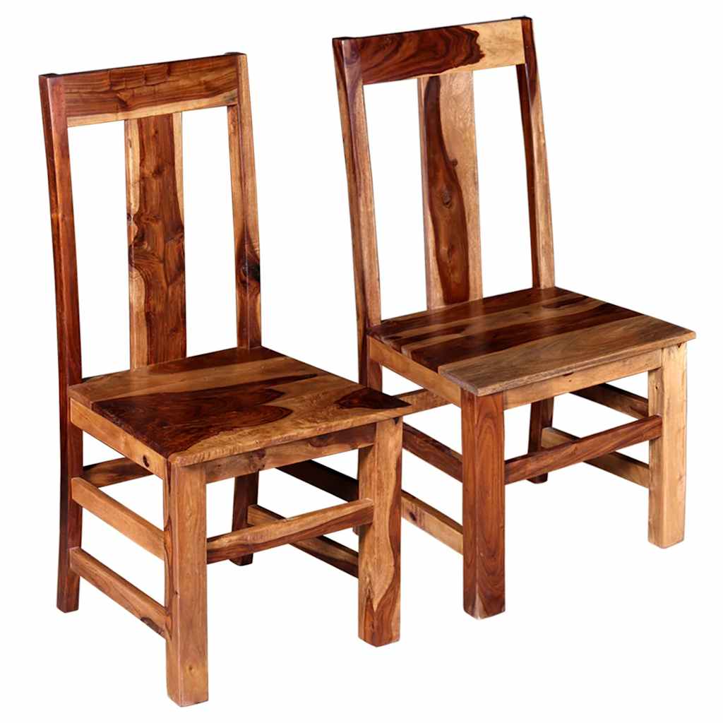 Dining Chair Set of 2 Honey Matte Solid Acacia Wood Standard