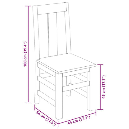 Dining Chair Set of 2 Honey Matte Solid Acacia Wood Standard