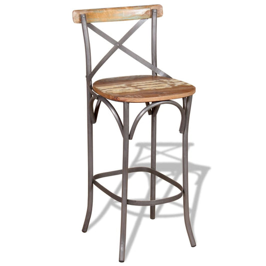 Bar Chair Multicolour Solid Reclaimed Wood Durable Bar Chair