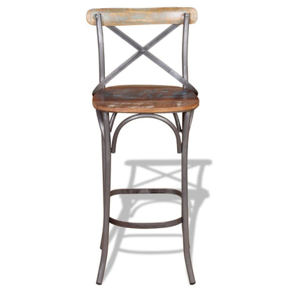 Bar Chair Multicolour Solid Reclaimed Wood Durable Bar Chair