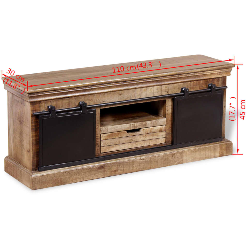 TV Cabinet Multicolor Solid mango wood 43.3 x 11.8 x 17.7 in