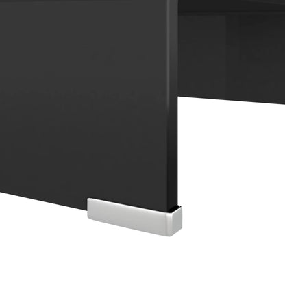 TV Stand Black Tempered glass, plastic Medium Sleek TV Stand