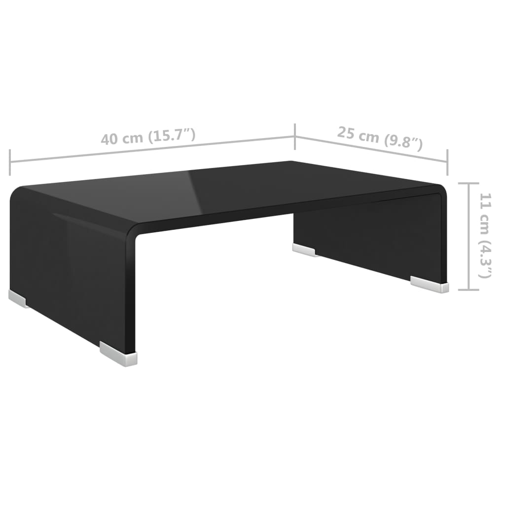 TV Stand Black Tempered glass, plastic Medium Sleek TV Stand