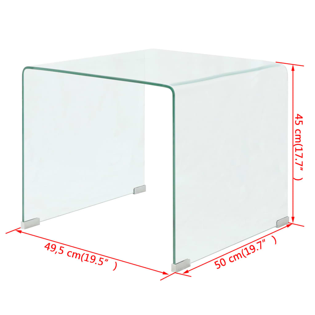 Coffee Table Clear Tempered safety glass Small Modern
