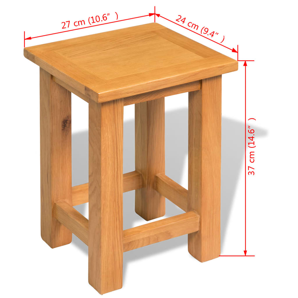 End Table Brown Solid Oak Wood Compact Durable End Table