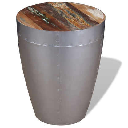 Stool Brown, Silver Solid reclaimed wood, Aluminum Compact