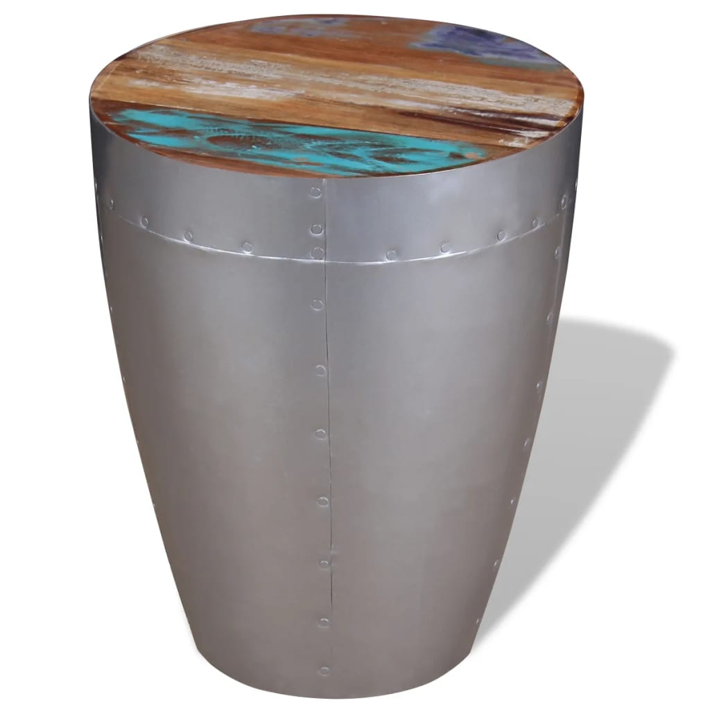 Stool Brown, Silver Solid reclaimed wood, Aluminum Compact