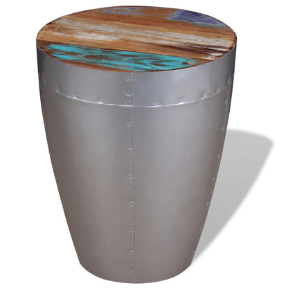 Stool Brown, Silver Solid reclaimed wood, Aluminum Compact