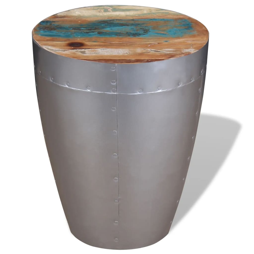 Stool Brown, Silver Solid reclaimed wood, Aluminum Compact