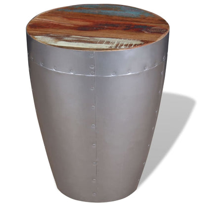 Stool Brown, Silver Solid reclaimed wood, Aluminum Compact