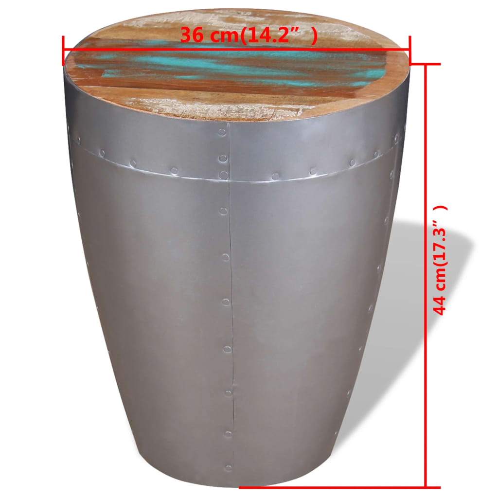 Stool Brown, Silver Solid reclaimed wood, Aluminum Compact