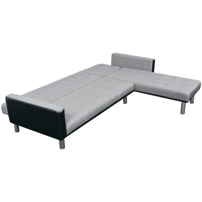 Sofa Black and grey Wooden frame, polyester fabric Large