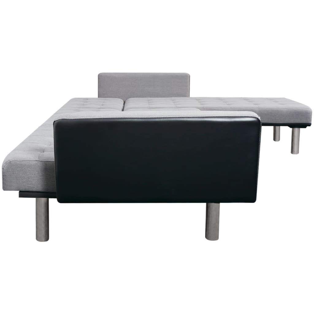 Sofa Black and grey Wooden frame, polyester fabric Large