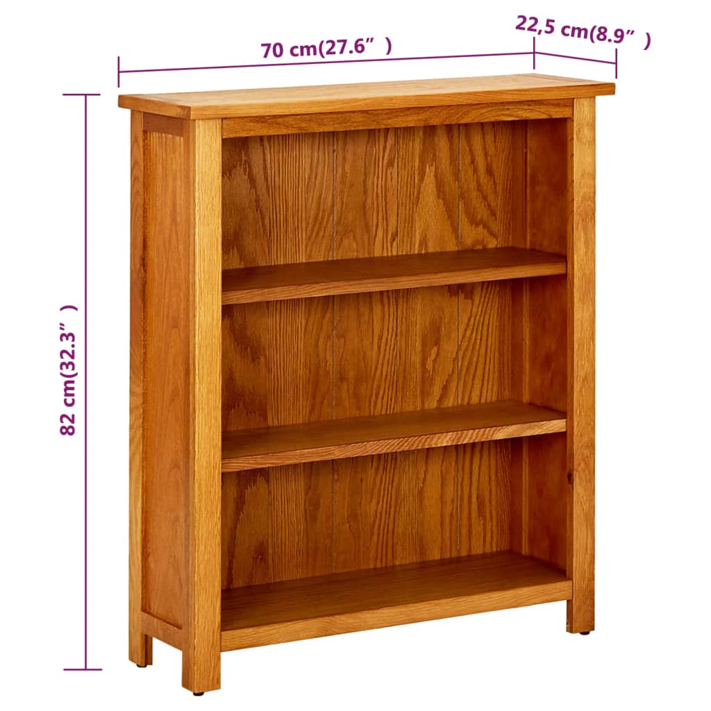 Bookcase Brown Solid Oak Wood 27.6 x 8.9 x 32.3 in Bookcase