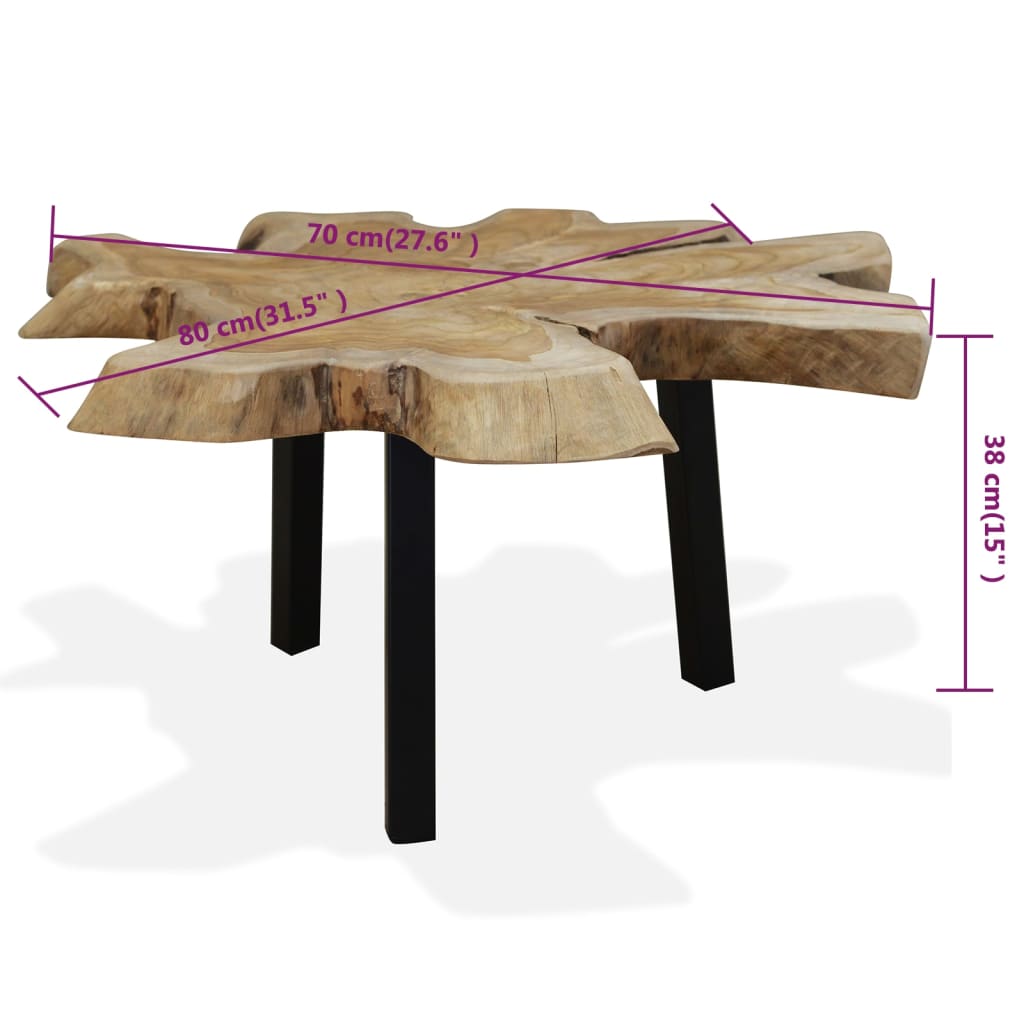 Coffee Table Natural Teak Genuine Teak 31.5 x 27.6 x 15.0 in