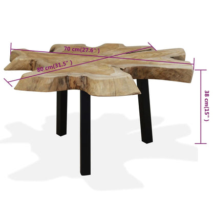 Coffee Table Natural Teak Genuine Teak 31.5 x 27.6 x 15.0 in