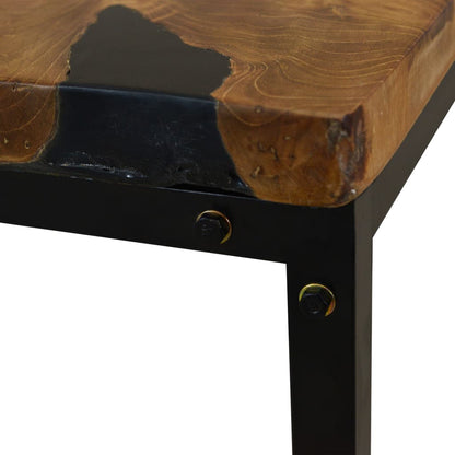 Coffee Table Black and Brown Teak Wood and Resin 43.3x23.6x15.7 in