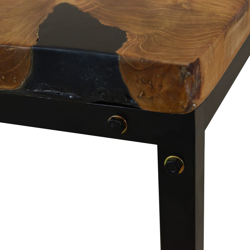 Coffee Table Black and Brown Teak Wood and Resin 43.3x23.6x15.7 in