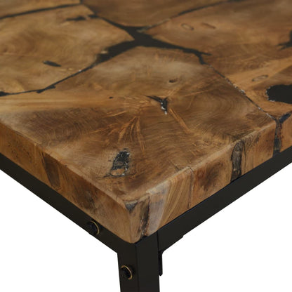 Coffee Table Black and Brown Teak Wood and Resin 43.3x23.6x15.7 in