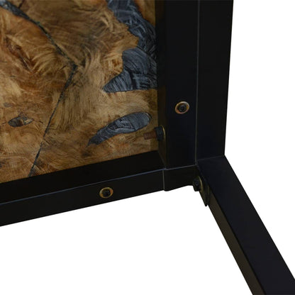 Coffee Table Black and Brown Teak Wood and Resin 43.3x23.6x15.7 in