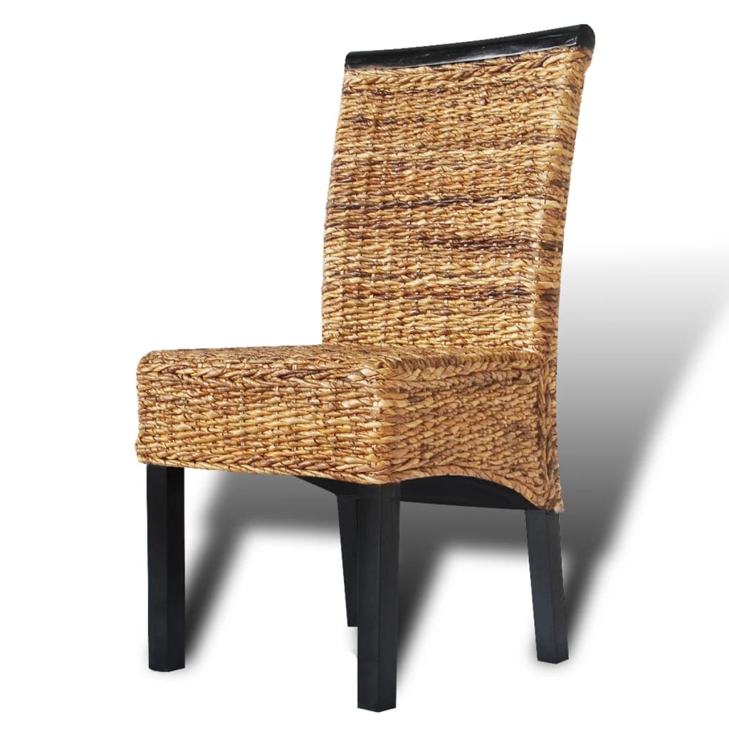 Dining Chair Set of 6 Brown Solid mango wood and abaca Medium