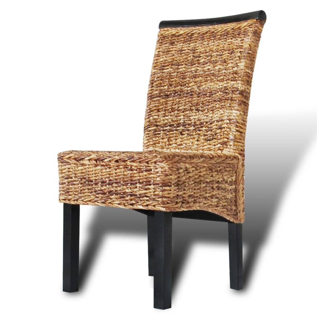 Dining Chair Set of 6 Brown Solid mango wood and abaca Medium