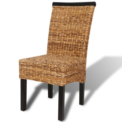 Dining Chair Set of 6 Brown Solid mango wood and abaca Medium