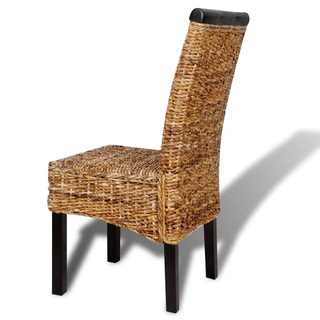 Dining Chair Set of 6 Brown Solid mango wood and abaca Medium