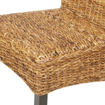 Dining Chair Set of 6 Brown Solid mango wood and abaca Medium