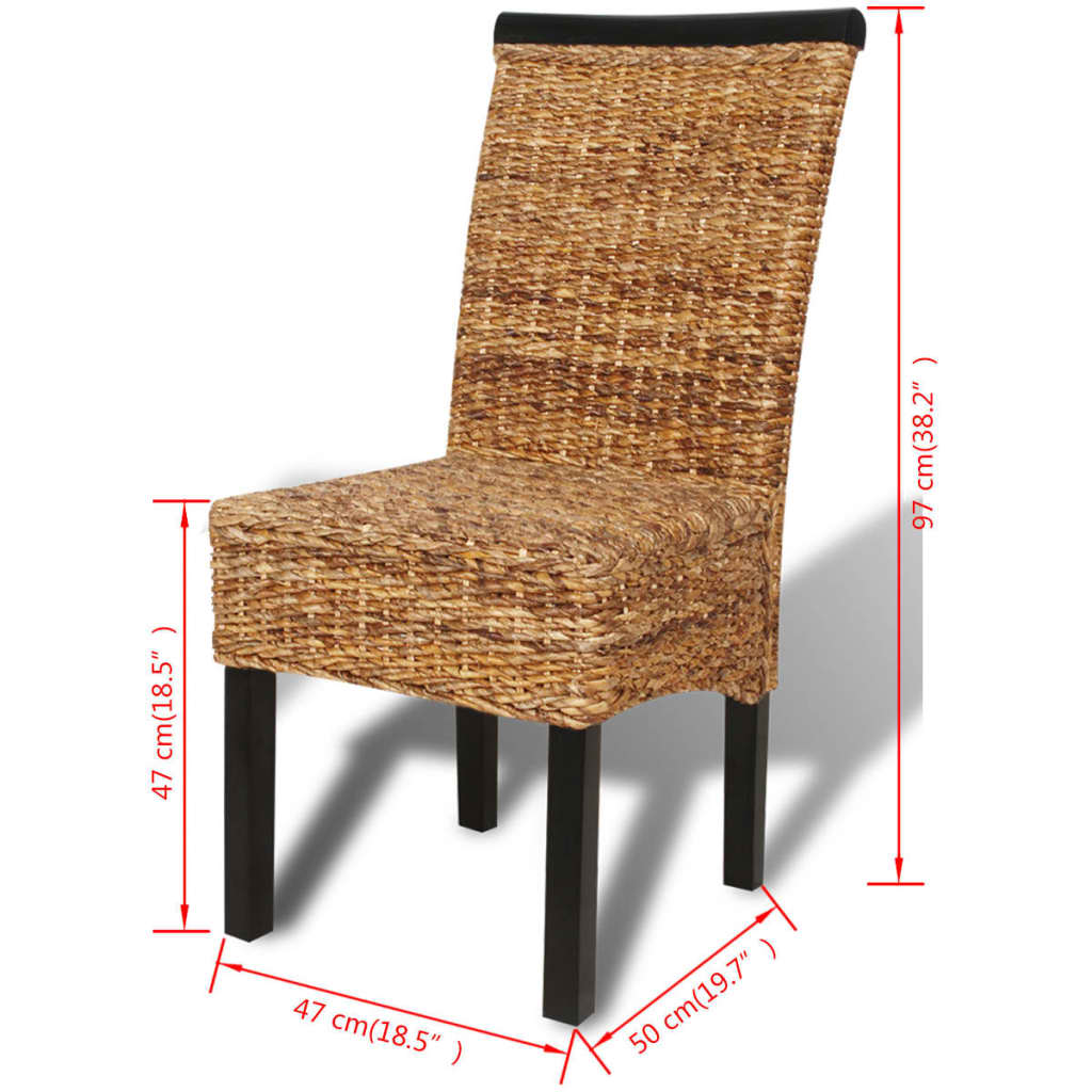 Dining Chair Set of 6 Brown Solid mango wood and abaca Medium
