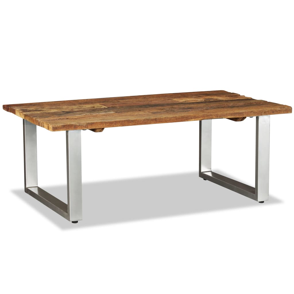 Coffee Table Multicolor Solid reclaimed wood and wrought iron